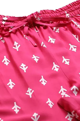  women's geomatrical printed night suit(pink)