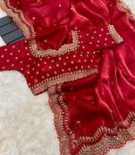 Mameraa Launching A New Designer Heavy Embrodery Work Fully Stich Blouse Saree  