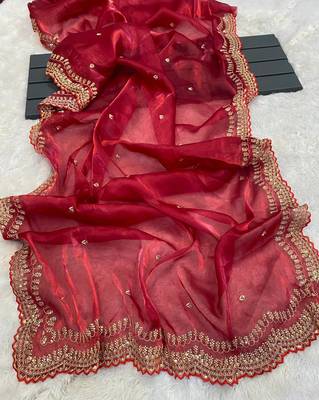 Mameraa Launching A New Designer Heavy Embrodery Work Fully Stich Blouse Saree   3
