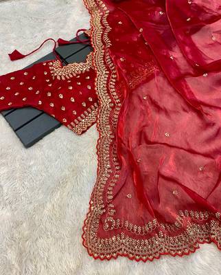 Mameraa Launching A New Designer Heavy Embrodery Work Fully Stich Blouse Saree   4