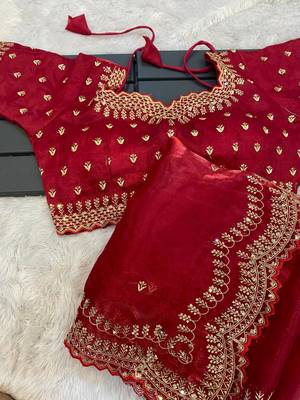 Mameraa Launching A New Designer Heavy Embrodery Work Fully Stich Blouse Saree   5