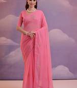 Pink Soft Georgette Sequence Work Saree