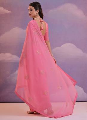 Pink Soft Georgette Sequence Work Saree 4