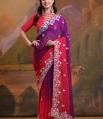 Purple Soft Georgette Sequence Work Saree