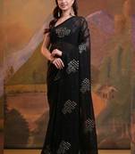 Black Soft Georgette Sequence Work Saree