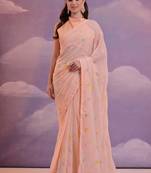 Light Peach Soft Georgette Sequence Work Saree