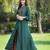 Jade green ethnic motif printed rayon high-slit kurta & palazzo set with thread work embroidery