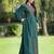 Jade green ethnic motif printed rayon high-slit kurta & palazzo set with thread work embroidery