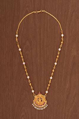 Pearl Laxmi necklace MEDIUM length one gram gold 2