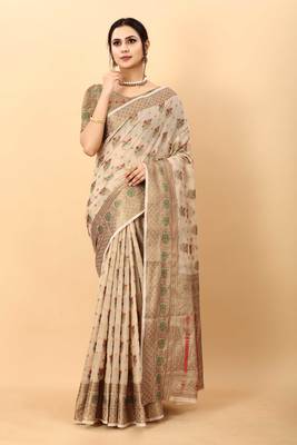 Yavira Silk Chickoo Amazing Ethnic Wear Silk Blended Canderi Treditional Sarees 1
