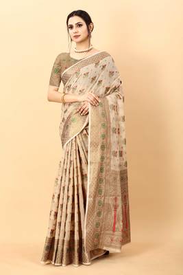 Yavira Silk Chickoo Amazing Ethnic Wear Silk Blended Canderi Treditional Sarees 2