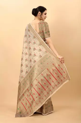 Yavira Silk Chickoo Amazing Ethnic Wear Silk Blended Canderi Treditional Sarees