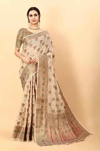 Yavira Silk Chickoo Amazing Ethnic Wear Silk Blended Canderi Treditional Sarees