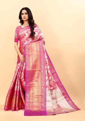 Yavira silk pink amazing ethnic wear silk blended kanjivaram treditional sarees 2