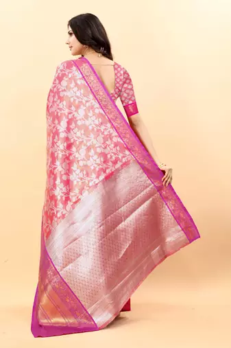 Yavira silk pink amazing ethnic wear silk blended kanjivaram treditional sarees