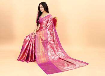 Yavira silk pink amazing ethnic wear silk blended kanjivaram treditional sarees 4