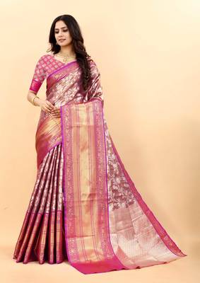 Yavira silk wine amazing ethnic wear silk blended kanjivaram treditional sarees 1