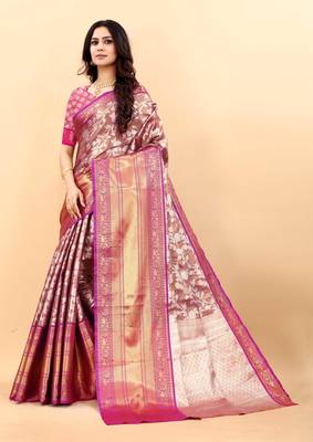 Yavira silk wine amazing ethnic wear silk blended kanjivaram treditional sarees 2