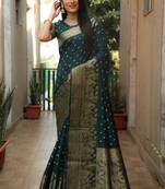 Women Green Bandhej Kanjivaram Soft Silk Zari Weaving With Rich Pallu Saree With Blouse For Women