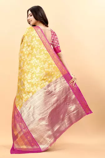 Yavira silk yellow  amazing ethnic wear silk blended kanjivaram treditional sarees