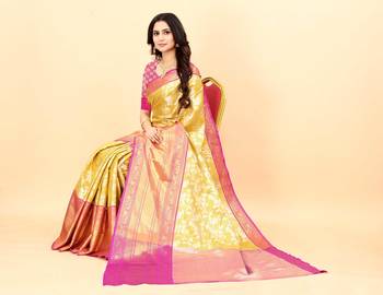 Yavira silk yellow  amazing ethnic wear silk blended kanjivaram treditional sarees 4