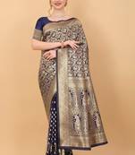 Yavira Silk Navy Blue Amazing Ethnic Wear Silk Tredtional Sarees