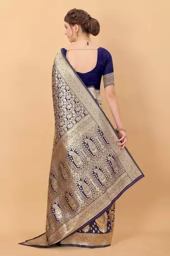Yavira Silk Navy Blue Amazing Ethnic Wear Silk Tredtional Sarees