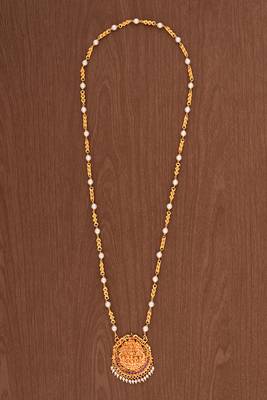 Laxmi pendant pearl necklace one gram gold LONG 2