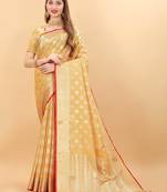 Yavira Silk Yellow Amazing Ethnic Wear Silk Blended Canderi Treditional Sarees