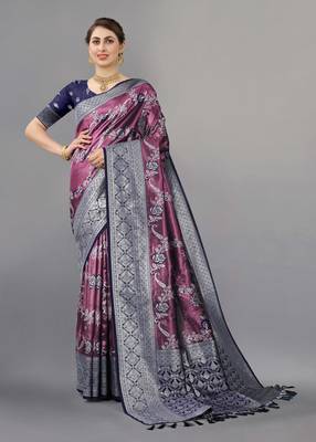 Navy blue weaving beautifull kanjivaram saree with unstiched blouse 1