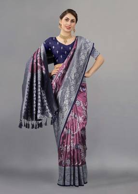 Navy blue weaving beautifull kanjivaram saree with unstiched blouse 4