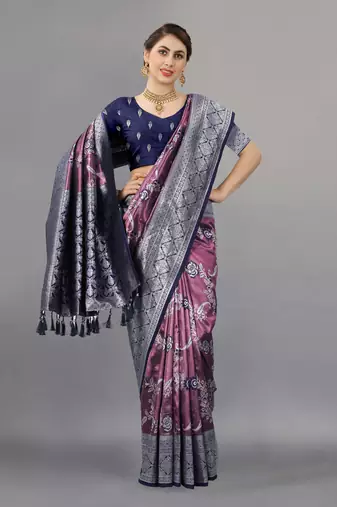 Navy blue weaving beautifull kanjivaram saree with unstiched blouse