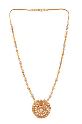 Laxmi pendant pearl necklace MEDIUM length one gram gold 3