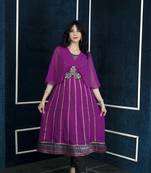 Nikhaar pink embroidered georgette anarkali kurta & pants set