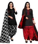 black and black cotton printed unstitched salwar suit material (combo of 2)