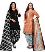 multicolor cotton blend printed unstitched salwar suit material (combo of 2)