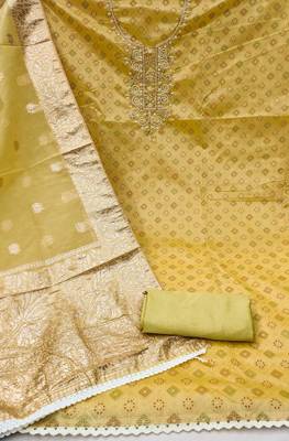 Yellow Cotton Unstitched Dress Material 3
