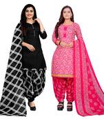 multicolor cotton blend printed unstitched salwar suit material (combo of 2)