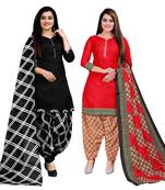 multicolor cotton blend printed unstitched salwar suit material (combo of 2)