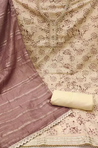 Mauve Muslin Butti Printed Unstitched Dress Material