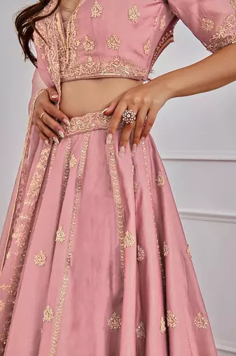 Trendmalls Pink Satin Sequence Work Semi-Stitched Lehenga Choli with Net Dupatta For Women