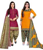 multicolor cotton blend printed unstitched salwar suit material (combo of 2)