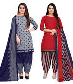 multicolor cotton blend printed unstitched salwar suit material (combo of 2)