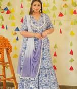 Ice blue sharara set