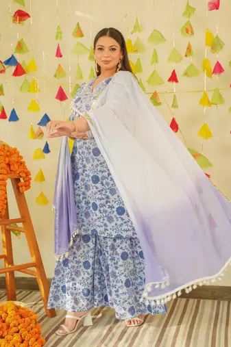 Ice blue sharara set