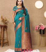 Rama Soft Silk Copper Zari Weawing Design Saree