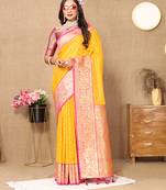 Gold Soft Silk Weawing Design Rich Zari Weaving Saree