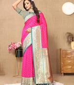 Pink Soft Silk Weawing Design Rich Zari Weaving Saree