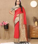 Red Soft Silk Weawing Design Rich Zari Weaving Saree