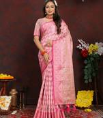 Pink Soft Katan Silk Woven Design Rich Zari Weaving Pallu Saree